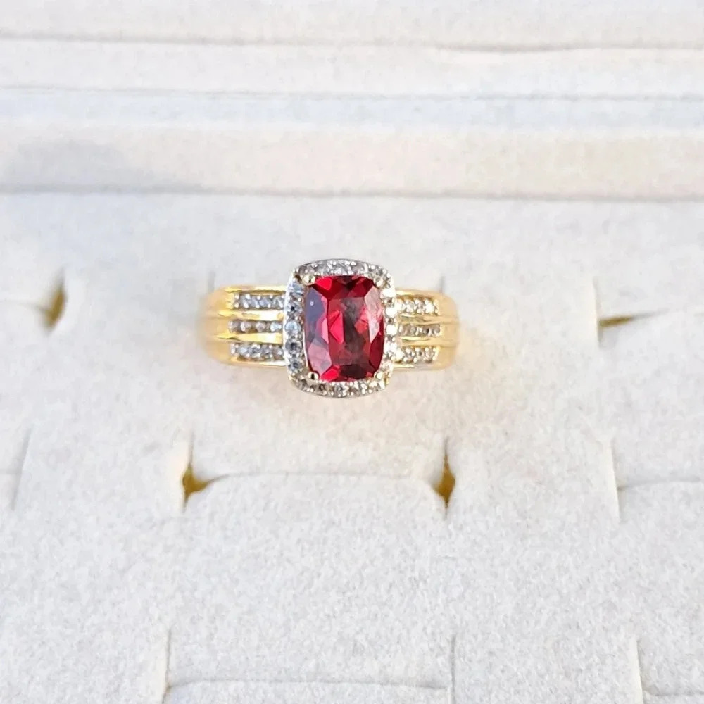 Padparadscha Sapphire & Natural White Zircon Ring